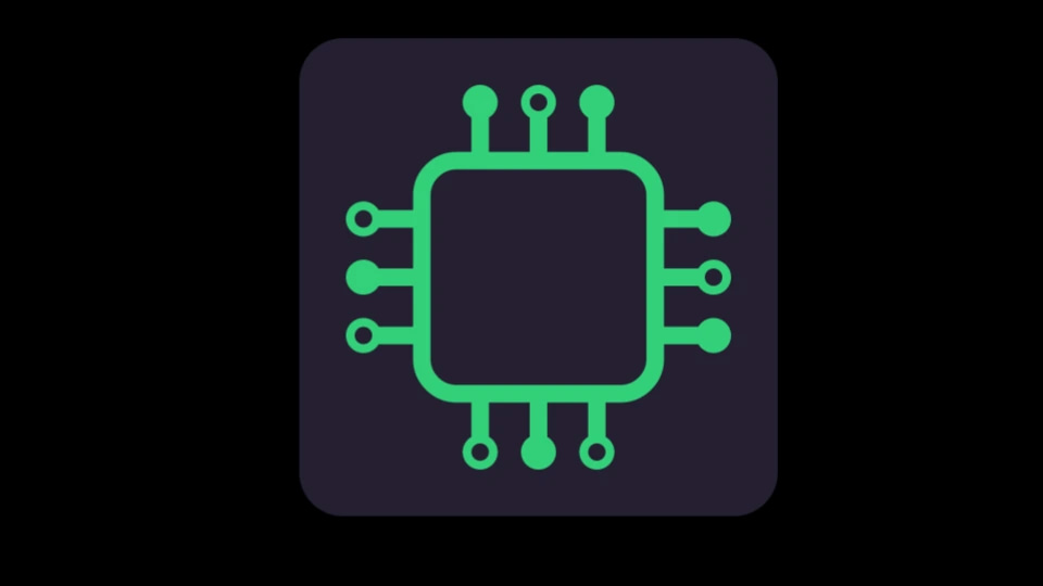 A vector illustration of a processor microchip.