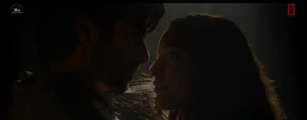 Close up of Shahid Kapoor and Triptii Dimri in a romantic moment in O’Romeo. 