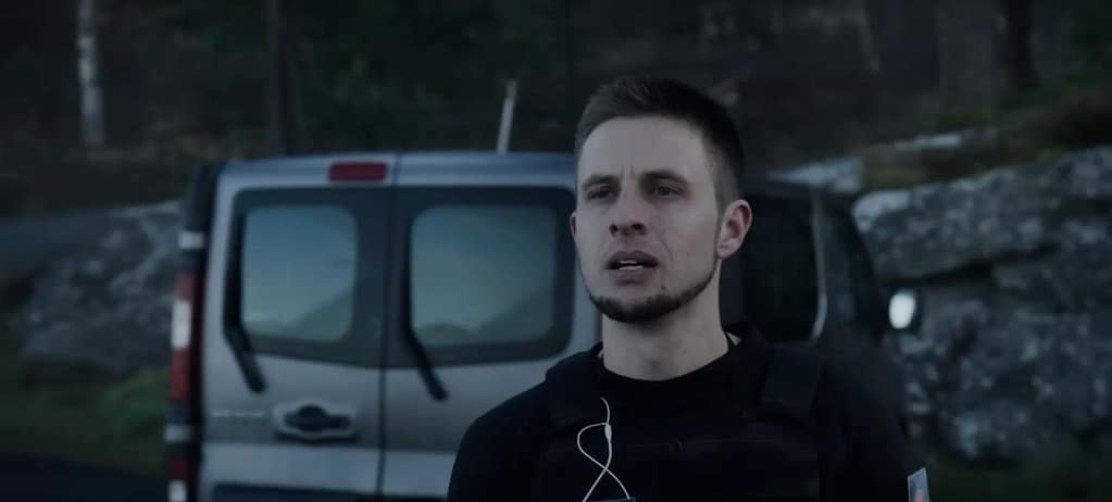 Actor Anders Danielsen Lie portraying the cold right-wing extremist during the initial attack sequence in Paul Greengrass’s 22 July.