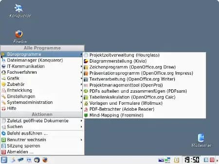 Screenshot of the LiMux custom desktop interface, showing open-source applications and WolMux integration. (Credit: ArchiveOS)